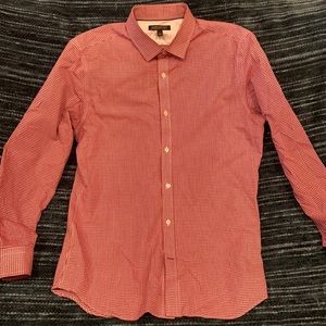 Banana Republic, red and white checkered dress shirt